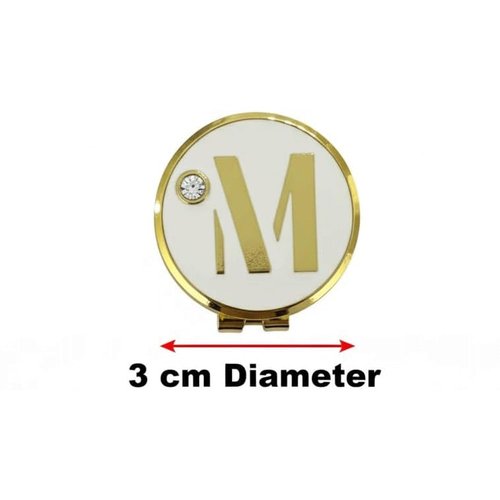 EGG PRO Golf Ball Marker with Crystal, 3 cm Diameter, Monogram Initial Design Initial A