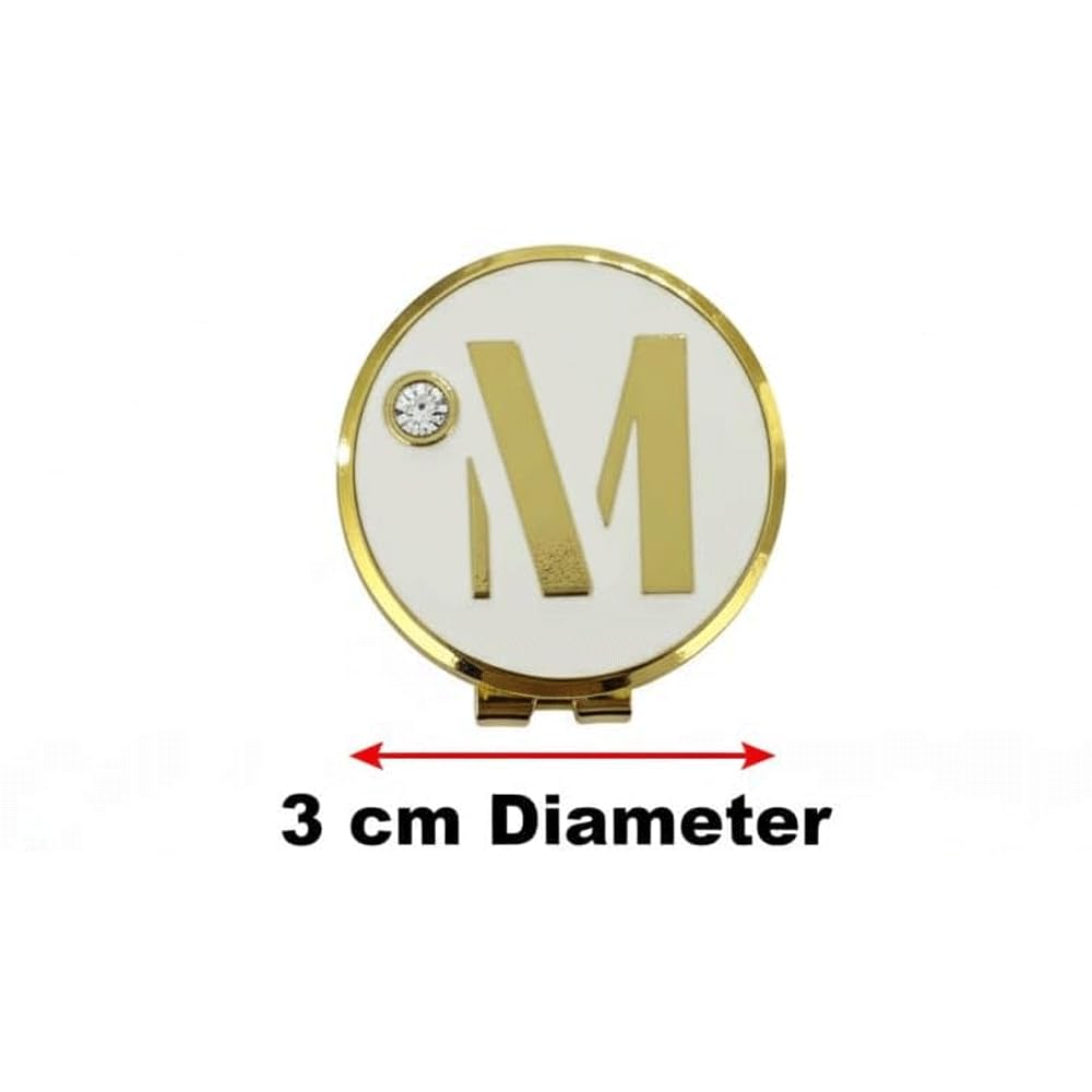 EGG PRO Initial Golf Ball Marker, 3 cm Diameter, Crystal Accent, Initial J