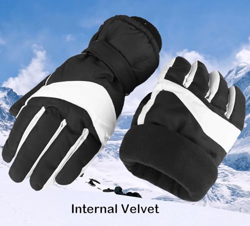 Thermal Winter Ski Gloves - Windproof Touchscreen Snowboard Gloves - Black