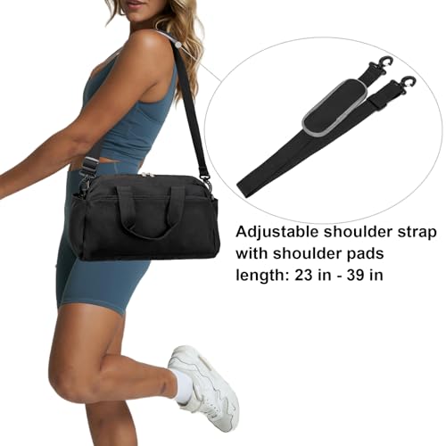 Ineetatu 14-Inch Small Gym Bag for Men & Women - Black Mini Duffel Travel Bag