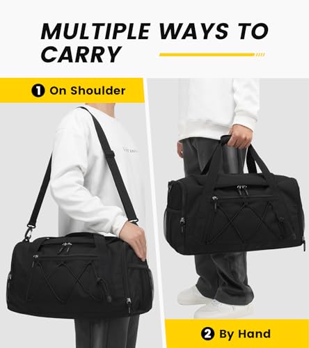 18-Inch Gym Duffel Bag with Shoe Compartment - 27L Water-Resistant