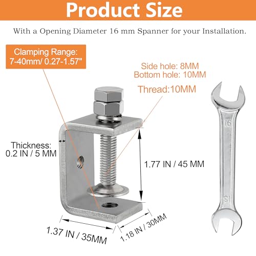 304 Stainless Steel C Clamp,1 1/2 Inch Tiger Clamp Woodworking Clamp Heavy Duty C Clamps for Woodworking, Welding and Construction,Features Stable Wide Jaws and Protective Pads(2 Pcs)