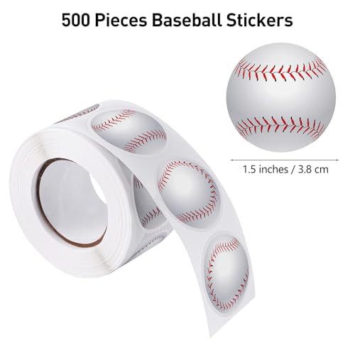 500 Baseball Stickers - Self-Adhesive Sports Ball Labels