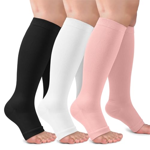 Small-Medium Toeless Compression Socks for Men & Women - Black, White, Pink