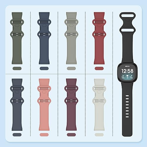 2 Pack Waterproof Replacement Bands for Fitbit Versa 3/4/Sense 2 - Black/Black, Large 7.1''-8.7''