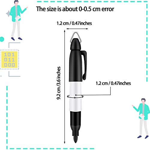 Mini Permanent Markers Set - 12 Pcs with Golf Keychain Clips - Black