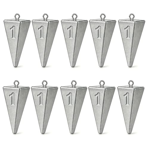 Pyramid Fishing Sinkers - 1 Ounce, 10pcs - Saltwater Weights