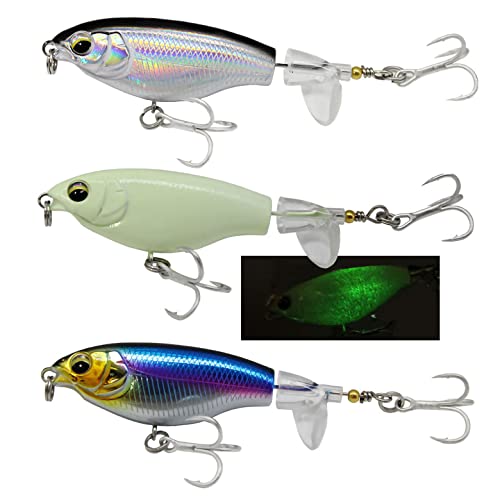 Topwater Bass Plopper Fishing Lures - 3PCS, 3.6" & 0.46oz