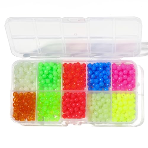 5mm Glow in the Dark Fishing Beads - 500 pcs, 10 Colors