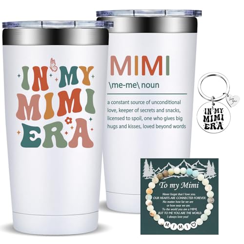 Fufandi Mimi White 20oz Insulated Tumbler Cup - Best Gift for Mimi