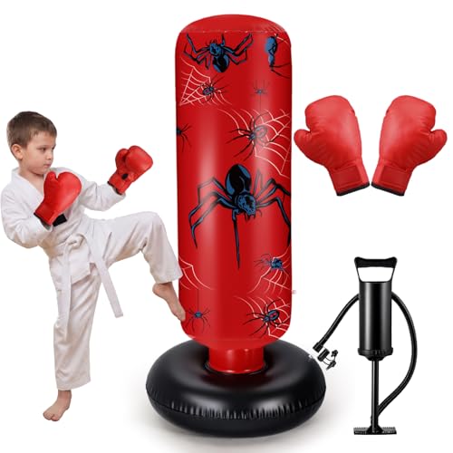 Kids Inflatable Punching Bag with Boxing Gloves & Air Pump - Training & Fun Equipment
