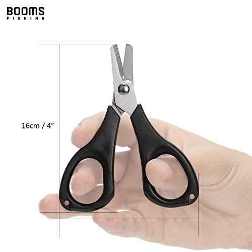 Fishing Scissors for Braided Line - Serrated Shears with Retractor, 3.9” Black