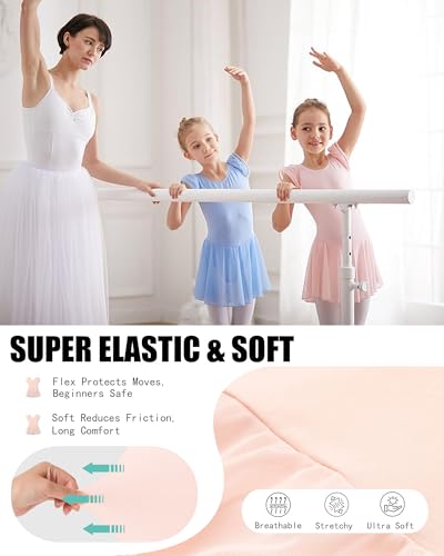 Ballet Leotard for Girls - Toddler Dance Dress, Short Sleeve, Criss-Cross Back - Ballet Pink / 4-5T