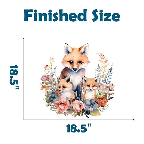 Watercolor Fox Family with Flowers Wall Decal Adorable Nursery Animal Wall Sticker Removable Waterproof Easy Peel and Stick Perfect for Kids Baby Room Classroom Living Room Bedroom Preschool