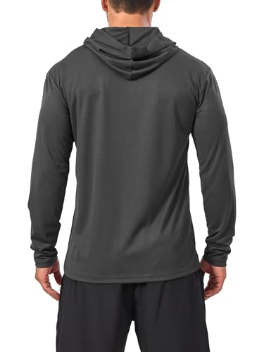 Men's UV Protection Long Sleeve Rash Guard SPF Lightweight Quick Dry for Outdoor Fishing & Hiking - Black, Wine, Dk. Gray, Lt. Gray, Navy, Olive - Large