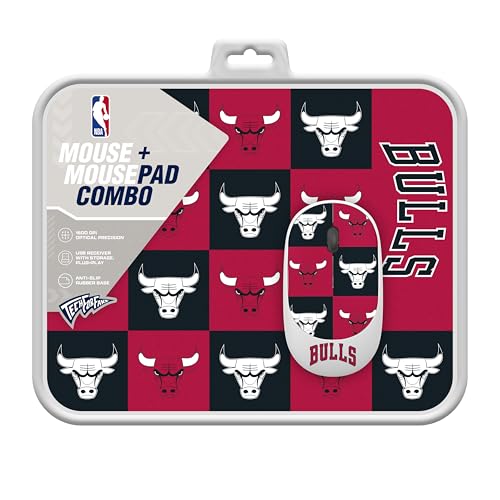 Wireless Mouse and Checkered Mouse Pad - Chicago Bulls Design