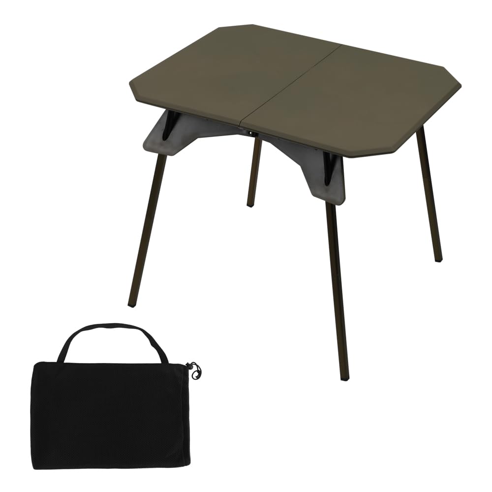 UoeRing Folding Camping Table,Outdoor Small Portable Aluminum Camp Table with Backpacking Carrying Bag for Camping Beach Picnic Grilling Hiking FishingTravel （Dark Green