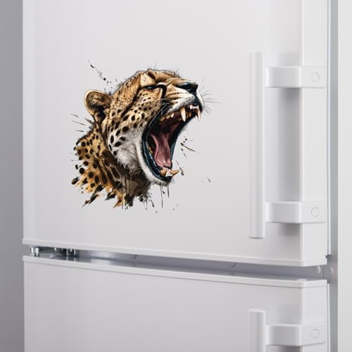 Lifelike Roaring Cheetah Wall Decal Nursery Animal Leopard Wall Sticker Removable Peel and Stick Wall Art Decor Decoration for Kid Baby Preschool Living Room Playing Room Bedroom School