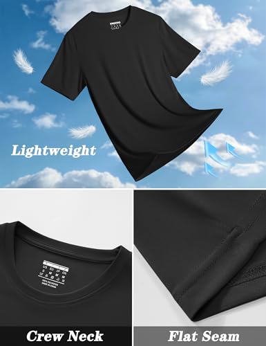 KEFITEVD Men's UPF 50+ Black Short Sleeve Rash Guard Swim Shirt X-Small
