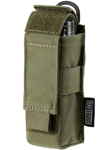 Onetigris Green Molle Flashlight Holster 500D Nylon Tactical Pouch Belt Carry