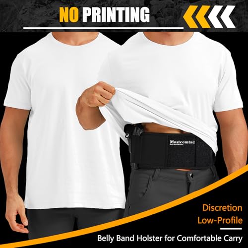 Mostcomtac Belly Up to 45" Holster for Men & Women - Breathable Neoprene Airsoft Gun Holster, Right Hand, Multi-Pocket, Fits G17-43X, Taurus G3C & 9mm Handguns