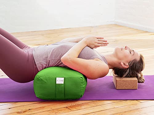 Rectangular Yoga Bolster Meditation Pillow - Green 28" x 12" x 8"