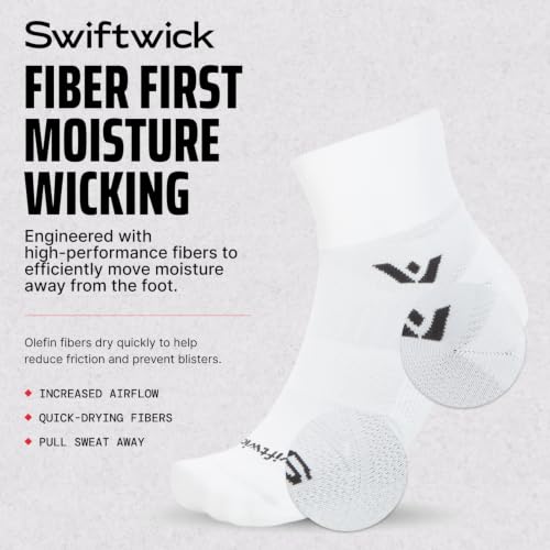 Swiftwick ASPIRE Quarter Crew Socks - Running & Cycling (Medium, White-Circuit) - Men & Women