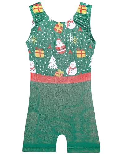 Sleeveless Sparkly Leotard for Girls - Christmas Green, 2-3T