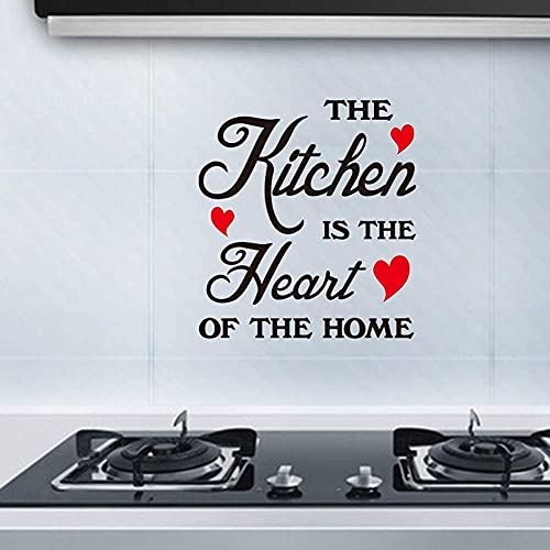The Kitchen is The Heart of The Home Red Heart Wall Sticker Art Quote Home Decor(18''x17)