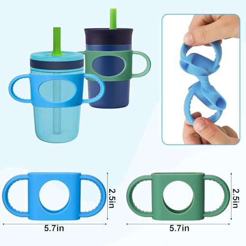 Silicone Cup Grip for Owala Toddler Cup - Green & Blue