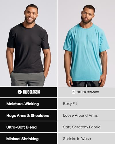 True Classic Men's Short Sleeve Navy Large Workout Tee - Moisture Wicking Muscle Tank