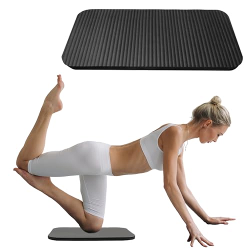 Yoga Knee Pad Cushion - Non-Slip Foam Mat, Black, 38x17x1.5CM
