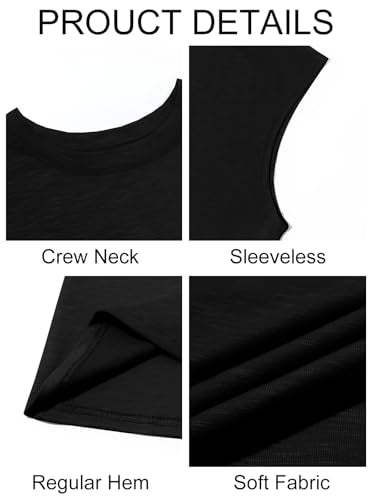Mens Workout Tank Top - Sleeveless Athletic Shirt - Black, Large