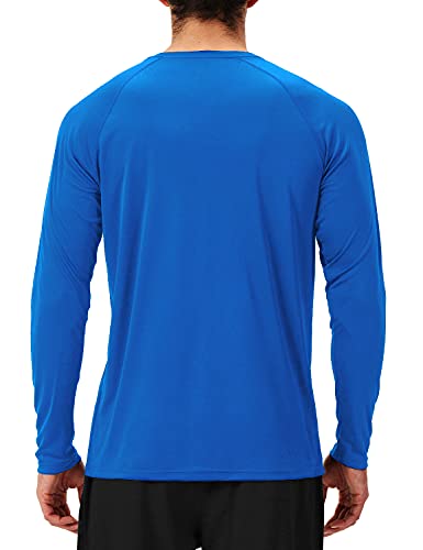 NAVISKIN Men's UPF 50+ Long Sleeve Sun Protection Rash Guard Shirt - Royal Blue, Large