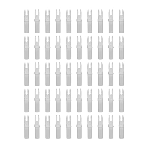 50 Packs .244'' Archery Arrow Nocks - Easy Install, White