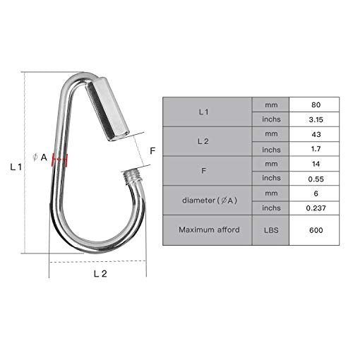 Quick Link Snap Hook Carabiner Connector - Screw Lock Clip