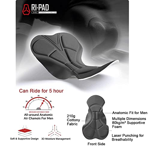 Men's Large Black Cycling Bib Shorts Breathable Padded Bike Tights - YKYWBIKE