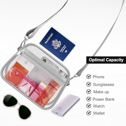 USPECLARE Large Silver Clear Stadium Bag for Sports Events Fan Purse