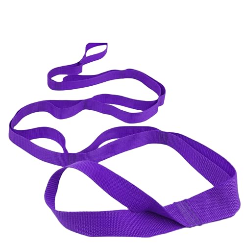 Yoga Stretching Strap with 10 Loops - 75-Inch Nylon Exercise Band - Purple