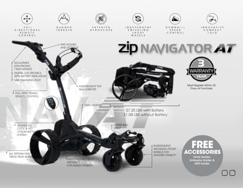All Terrain Electric Golf Cart with Remote Control - Gloss Black & Matte Black - 36 Hole Battery