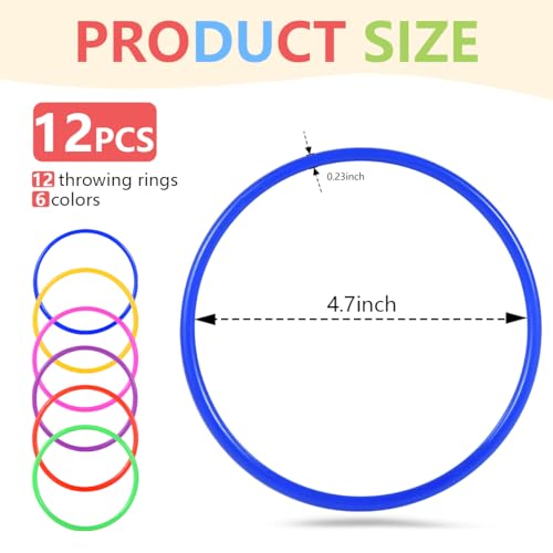 OBTANIM 12 Pcs Plastic Ring Toss Game for Kids and Outdoor Rings