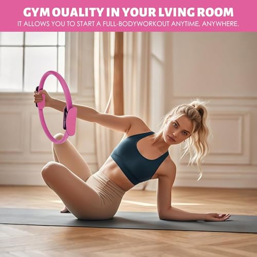 Pilates Set for Women - Magic Circle, Resistance Bands & Ball - Pink