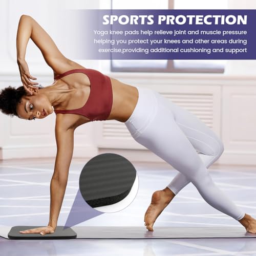 Yoga Knee Pad Cushion - Non-Slip Foam for Pilates & Exercises - Black 29x19x1.5cm