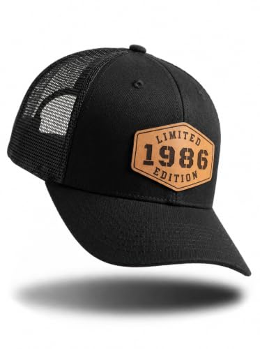Lichfamy 1986 Trucker Hat with Patch - 40th Birthday Men’s Gift, Variation: Black