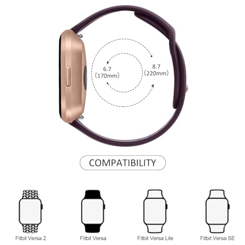 Silicone Bands for Fitbit Versa 2 - Dark Cherry Replacement Strap