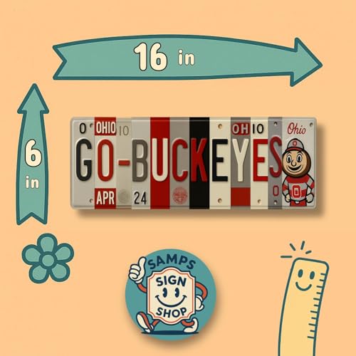Ohio State Buckeyes Go Buckeyes License Plate Sign - 16x6 Inch Metal Wall Art