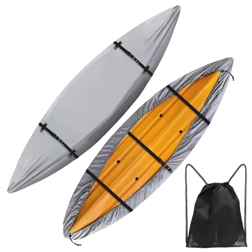 Seapisode 10.8-12ft Heavy Duty Waterproof Kayak Cover with UV Protection, Tear Resistant, Fits 10.8-12ft Gray
