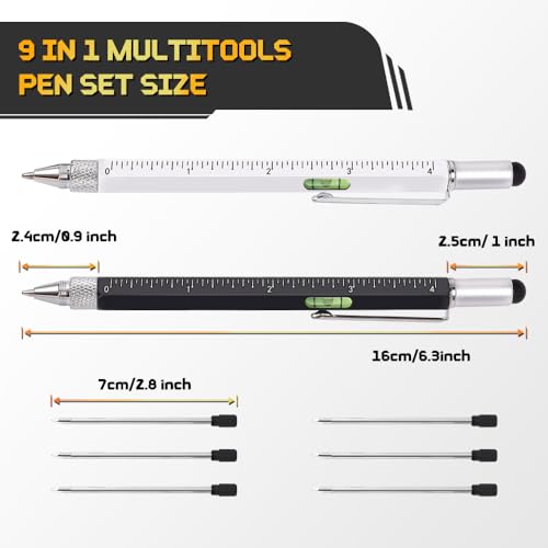 9-in-1 Multitool Pen Set - Durable Aluminum Tech Tool with 6 Refills