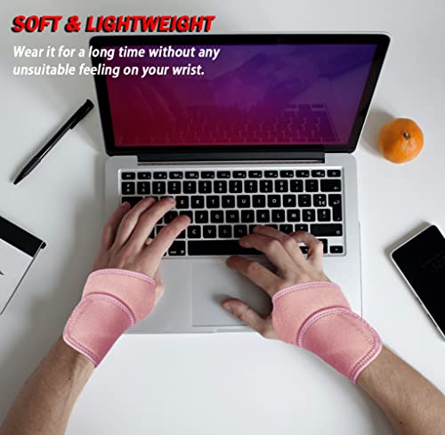 Adjustable Wrist Brace for Carpal Tunnel Relief - Pink