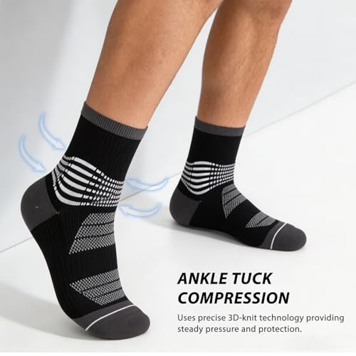IRAMY Compression Crew Socks Women Men 6 Pairs with Ankle Arch Support Plantar Fasciitis Relief - Medium, Pink/Purple/Blue/Black/White/Grey